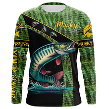 Load image into Gallery viewer, Musky fishing scales UV protection Custom long sleeve fishing shirts, muskie fishing jerseys NQS5395