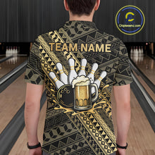 Load image into Gallery viewer, Yellow and Black tribal pattern Bowling and Beer shirts for men custom Team Bowling jerseys outfit NQS9928