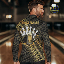 Load image into Gallery viewer, Yellow and Black tribal pattern Bowling and Beer shirts for men custom Team Bowling jerseys outfit NQS9928