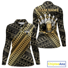 Load image into Gallery viewer, Yellow and Black tribal pattern Bowling and Beer shirts for Women custom Team Bowling jerseys outfit NQS9928