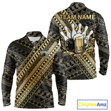 Load image into Gallery viewer, Yellow and Black tribal pattern Bowling and Beer shirts for men custom Team Bowling jerseys outfit NQS9928