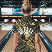 Load image into Gallery viewer, Yellow and Black tribal pattern Bowling and Beer shirts for Women custom Team Bowling jerseys outfit NQS9928