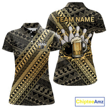 Load image into Gallery viewer, Yellow and Black tribal pattern Bowling and Beer shirts for Women custom Team Bowling jerseys outfit NQS9928
