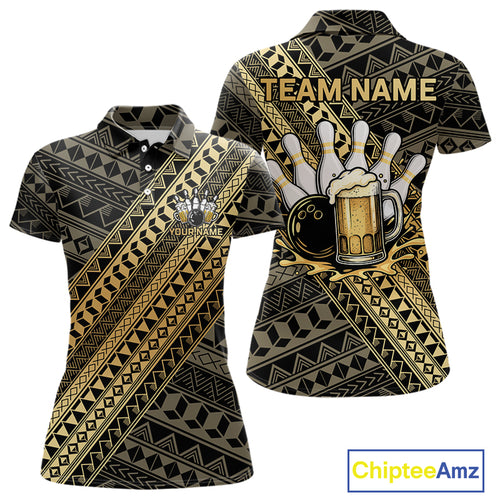 Yellow and Black tribal pattern Bowling and Beer shirts for Women custom Team Bowling jerseys outfit NQS9928