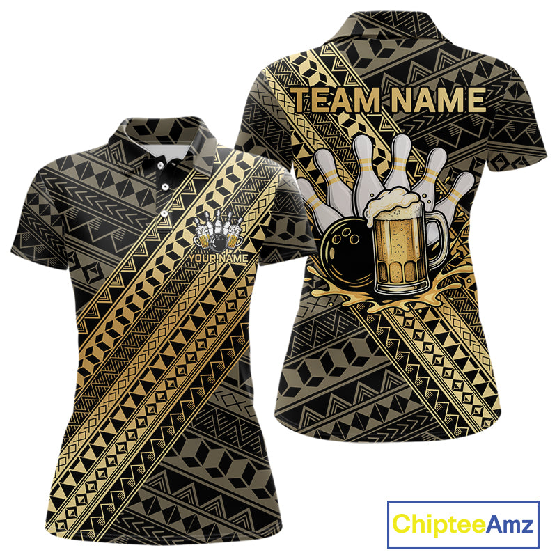 Yellow and Black tribal pattern Bowling and Beer shirts for Women custom Team Bowling jerseys outfit NQS9928