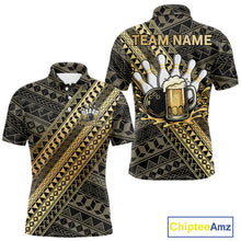Load image into Gallery viewer, Yellow and Black tribal pattern Bowling and Beer shirts for men custom Team Bowling jerseys outfit NQS9928