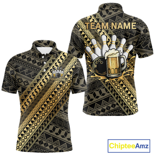 Yellow and Black tribal pattern Bowling and Beer shirts for men custom Team Bowling jerseys outfit NQS9928