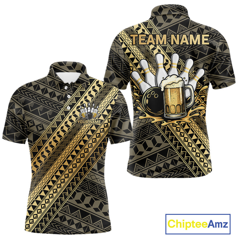 Yellow and Black tribal pattern Bowling and Beer shirts for men custom Team Bowling jerseys outfit NQS9928