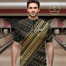 Load image into Gallery viewer, Yellow and Black tribal pattern Bowling and Beer shirts for men custom Team Bowling jerseys outfit NQS9928