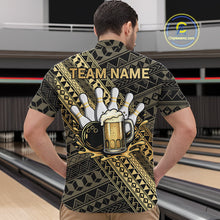 Load image into Gallery viewer, Yellow and Black tribal pattern Bowling and Beer shirts for men custom Team Bowling jerseys outfit NQS9928