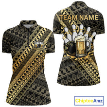 Load image into Gallery viewer, Yellow and Black tribal pattern Bowling and Beer shirts for Women custom Team Bowling jerseys outfit NQS9928