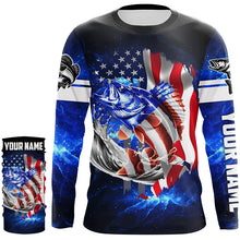 Load image into Gallery viewer, Walleye Fishing 3D American Flag patriotic Customize name All over print shirts NQS414