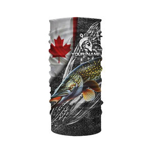 Canadian Flag Northern Pike Fishing Custom long sleeve performance Fishing Shirt, pike Fishing jerseys NQS3538