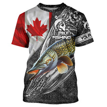 Load image into Gallery viewer, Canadian Flag Northern Pike Fishing Custom long sleeve performance Fishing Shirt, pike Fishing jerseys NQS3538