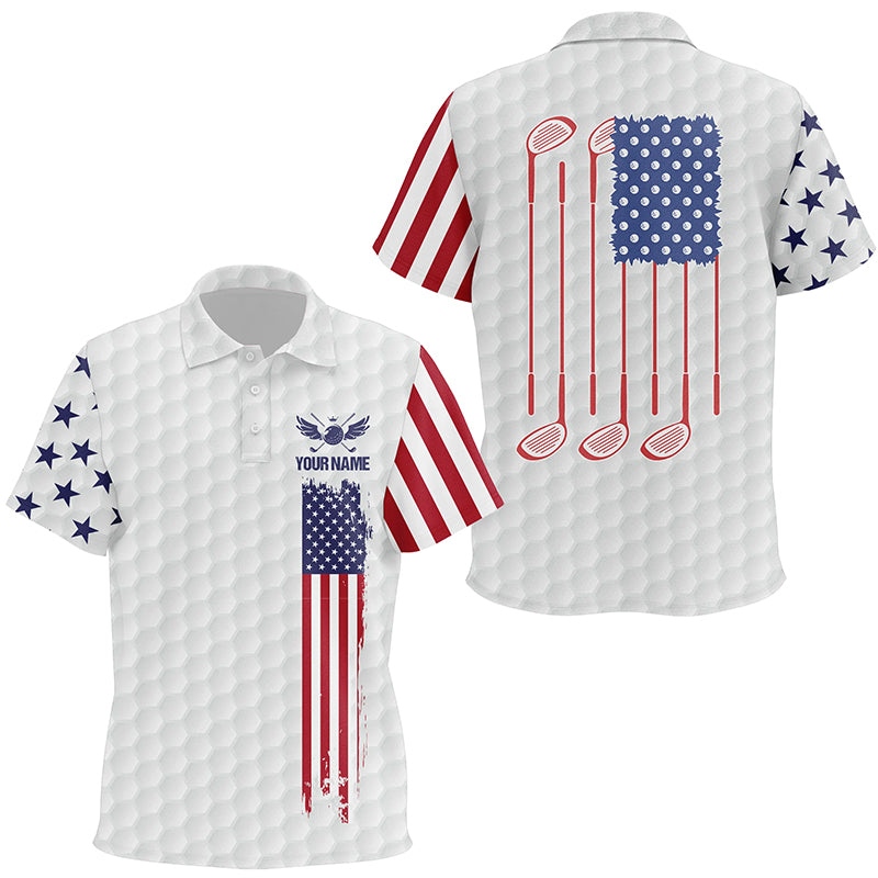 Kid golf polo shirts golf clubs American flag custom patriotic White golf shirt for Kid NQS7980