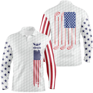 Mens golf polo shirts golf clubs American flag custom patriotic White golf shirt for mens NQS7980