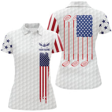 Load image into Gallery viewer, Womens golf polo shirts golf clubs American flag custom patriotic White golf shirt for women NQS7980