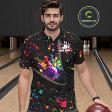 Load image into Gallery viewer, Colorful bowling jerseys Bowling Polo, 1/4 Zip Shirt for Men Custom Bowling Team shirts for bowlers NQS10363