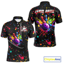 Load image into Gallery viewer, Colorful bowling jerseys Bowling Polo, 1/4 Zip Shirt for Men Custom Bowling Team shirts for bowlers NQS10363