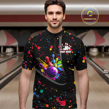 Load image into Gallery viewer, Colorful bowling jerseys Bowling Polo, 1/4 Zip Shirt for Men Custom Bowling Team shirts for bowlers NQS10363