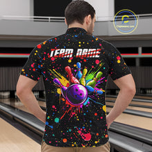 Load image into Gallery viewer, Colorful bowling jerseys Bowling Polo, 1/4 Zip Shirt for Men Custom Bowling Team shirts for bowlers NQS10363