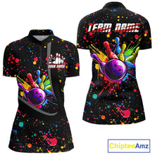 Load image into Gallery viewer, Colorful bowling jerseys Bowling Polo, 1/4 Zip Shirt for Women Custom Bowling Team shirts for bowlers NQS10363