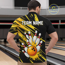 Load image into Gallery viewer, Black and Yellow Bowling Polo, 1/4 Zip Shirt for Men Custom Bowling Team shirts for bowlers NQS10365