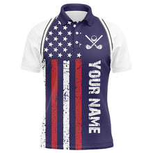 Load image into Gallery viewer, Red, White and Blue American Flag Men golf polo shirts custom patriotic golf attire for men NQS8405