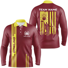 Load image into Gallery viewer, Red and Yellow Retro Bowling Shirts For Men Custom American Flag Patriotic Bowling Team League Jerseys NQS8407