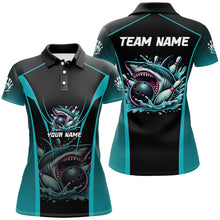 Load image into Gallery viewer, Cyan Blue Shark Bowling Team Women bowling shirts Custom Team Bowling League Jerseys, Uniform Outfits NQS8844