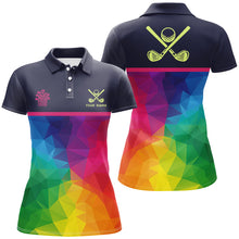 Load image into Gallery viewer, Colorful rainbow pattern Women golf polo shirt custom ladies golf tops unique golf gifts NQS8847