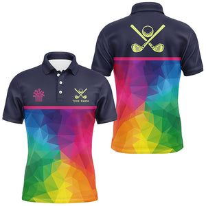 Colorful rainbow pattern Men golf polo shirt custom mens golf tops unique golf gifts NQS8847