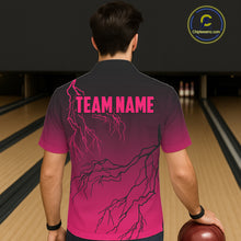 Load image into Gallery viewer, Black and Pink gradient storm Lightning thunder Bowling Hawaiian shirts Custom Bowling Team Jerseys NQS11170