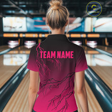 Load image into Gallery viewer, Black and Pink gradient Lightning thunder storm Bowling shirts for Women Custom Bowling Team Jerseys NQS11170