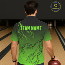 Load image into Gallery viewer, Black and Green gradient storm Lightning thunder Bowling Hawaiian shirts Custom Bowling Team Jerseys NQS11171