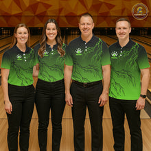 Load image into Gallery viewer, Black and Green gradient storm Lightning thunder Bowling shirts for Women Custom Bowling Team Jerseys NQS11171