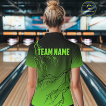 Load image into Gallery viewer, Black and Green gradient storm Lightning thunder Bowling shirts for Women Custom Bowling Team Jerseys NQS11171