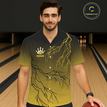 Load image into Gallery viewer, Black and Yellow gradient storm Lightning thunder Bowling Hawaiian shirt Custom Bowling Team Jerseys NQS11172