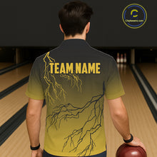 Load image into Gallery viewer, Black and Yellow gradient storm Lightning thunder Bowling Hawaiian shirt Custom Bowling Team Jerseys NQS11172
