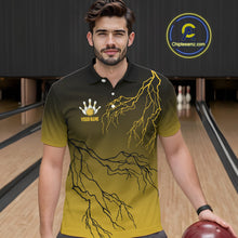 Load image into Gallery viewer, Black and Yellow gradient storm Lightning thunder Bowling shirts for Men Custom Bowling Team Jerseys NQS11172