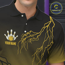 Load image into Gallery viewer, Black and Yellow gradient storm Lightning thunder Bowling shirts for Men Custom Bowling Team Jerseys NQS11172