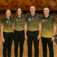 Load image into Gallery viewer, Black and Yellow gradient storm Lightning thunder Bowling shirts for Men Custom Bowling Team Jerseys NQS11172