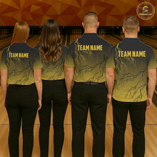 Load image into Gallery viewer, Black and Yellow gradient storm Lightning thunder Bowling shirts for Men Custom Bowling Team Jerseys NQS11172