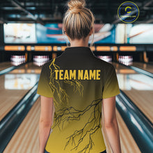 Load image into Gallery viewer, Black and Yellow gradient storm Lightning thunder Bowling shirts for Women Custom Bowling Team Jerseys NQS11172