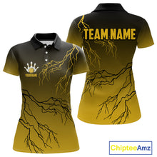 Load image into Gallery viewer, Black and Yellow gradient storm Lightning thunder Bowling shirts for Women Custom Bowling Team Jerseys NQS11172