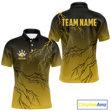 Load image into Gallery viewer, Black and Yellow gradient storm Lightning thunder Bowling shirts for Men Custom Bowling Team Jerseys NQS11172
