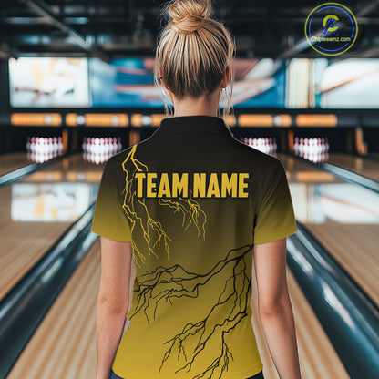 Black and Yellow gradient storm Lightning thunder Bowling shirts for Women Custom Bowling Team Jerseys NQS11172