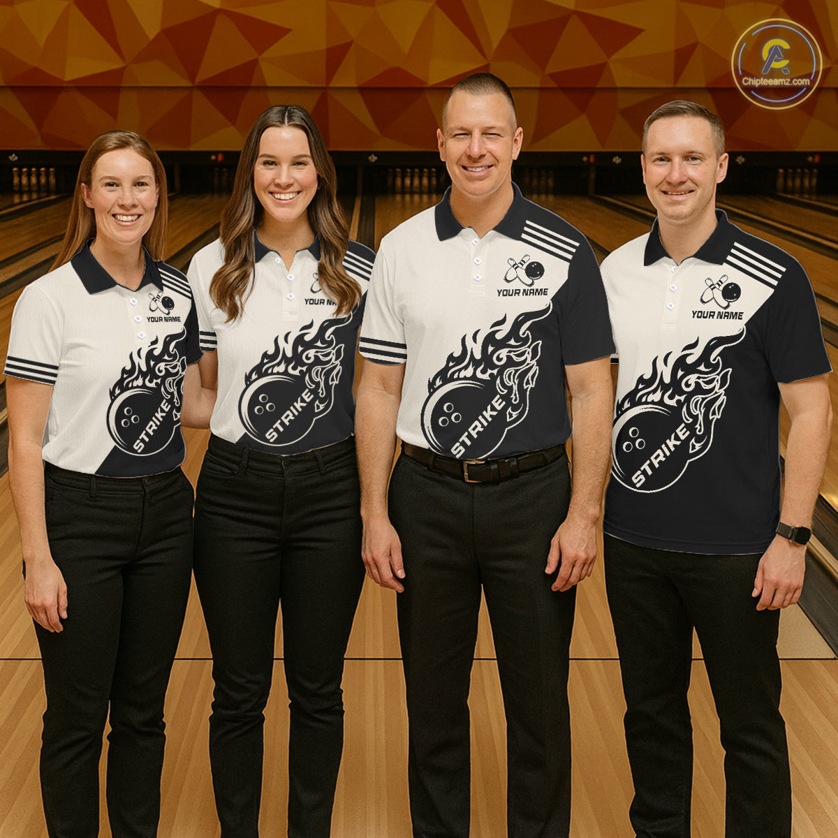 Custom Retro Beige and Black Flame Bowling Shirts For Women, Vintage Team Bowling League jerseys NQS11590