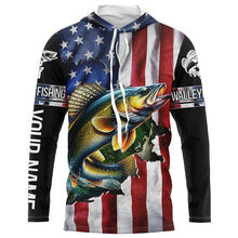 Load image into Gallery viewer, Walleye fishing American Flag Patriotic Fourth of July personalized Walleye fishing tournament shirts NQS5121