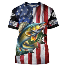 Load image into Gallery viewer, Walleye fishing American Flag Patriotic Fourth of July personalized Walleye fishing tournament shirts NQS5121